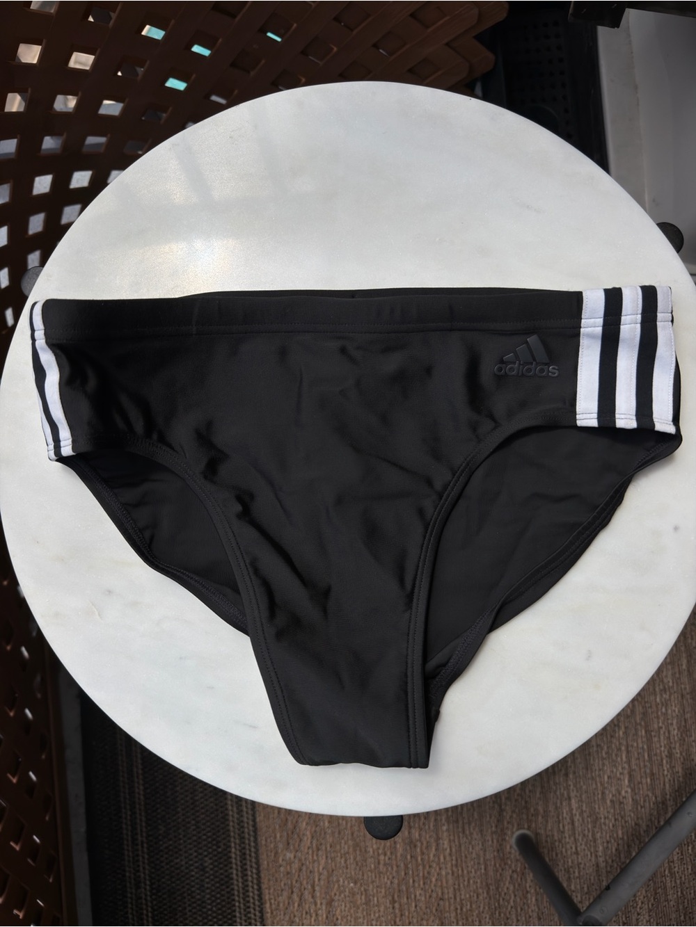 adidas Men’s Black Swim Briefs with White Stripes